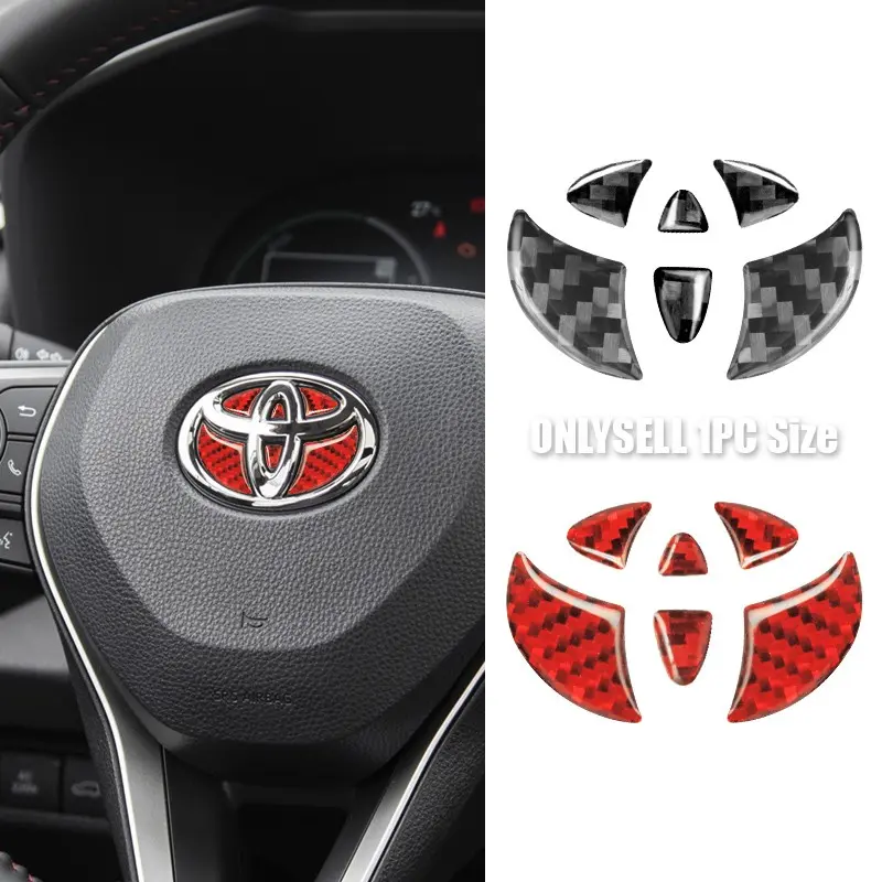 3D Carbon Fiber Steering Wheel Center Cover Sticker, Car Interior Decoration Decal, Accessories Compatible with Toyota Corolla, RAV4, Auris, Camry, Prius, Yaris, C-HR, Verso, Highlander