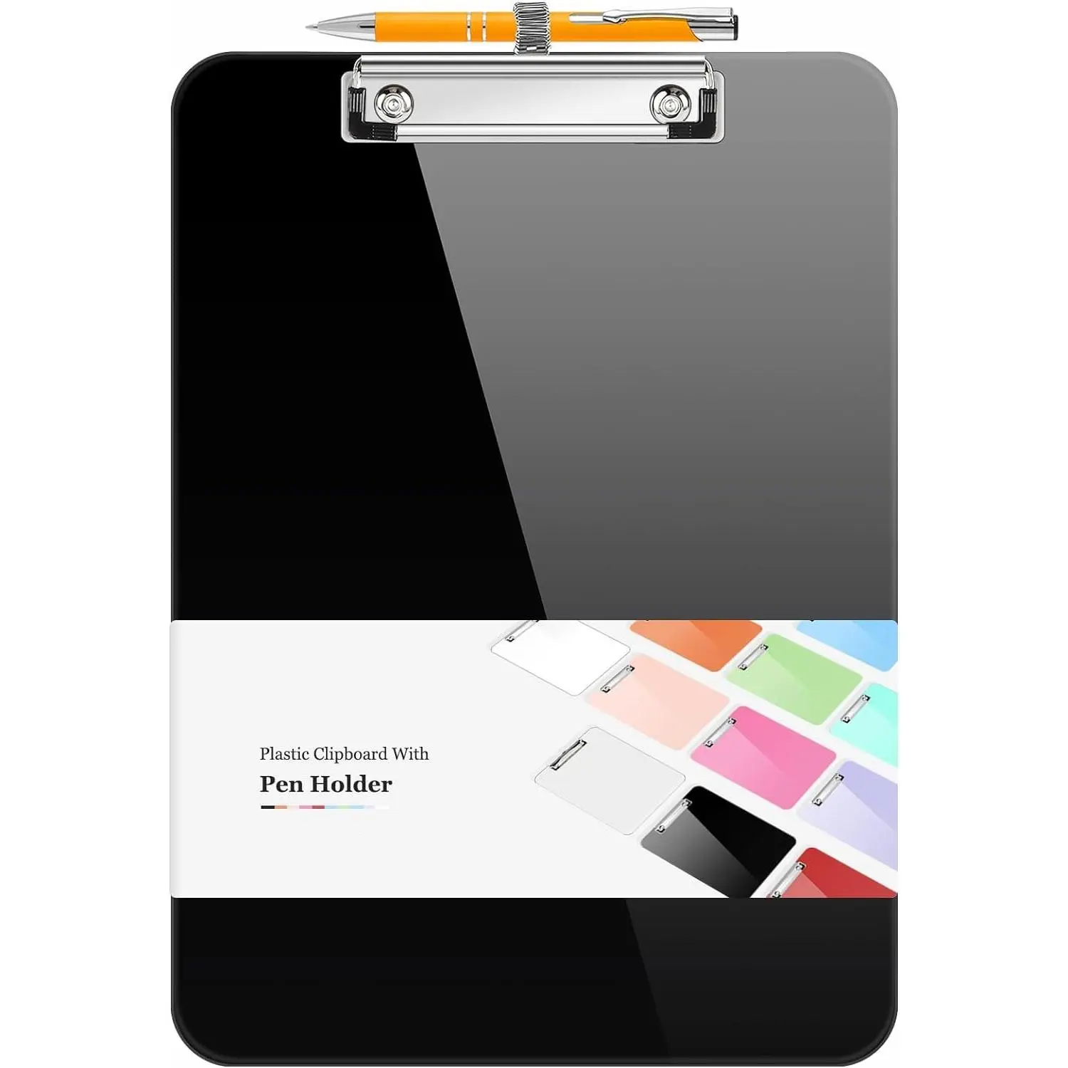 Plastic Clipboard with Pen Holder, [10% Thicker] Clip Boards 8.5x11 with Low Profile Clip, Cute Hanging Clipboard, Standard Letter Size A4 for Women  Teacher, Office & School Supplies（1Pack）