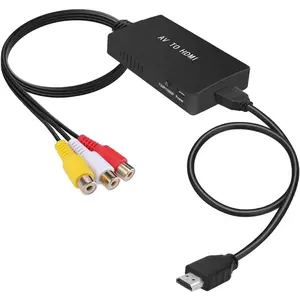 RCA to HDMI Converter, Composite to HDMI Adapter Support 1080P PAL/NTSC Compatible with PS one, PS2, PS3, STB, Xbox, VHS, VCR, Blue-Ray DVD Players