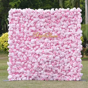 Pink 5D Flower Wall Cloth Base Wedding Backdrop Supplies A8910