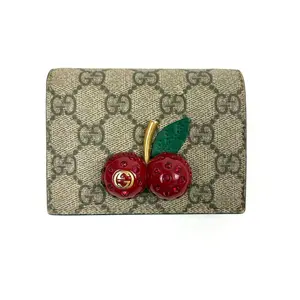 Pre-owned GUCCI canvas Mini Bags Wallet with Cherry Pattern, Luxury Mini Bag for Everyday Use