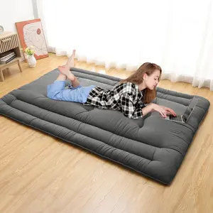 【GARVEE】Full Size Futon Mattress, Foldable and Rollable Japanese Floor Mattress for Easy Storage, Caravan Mattress for Sleeping at Home, Indoor, Dark Gray