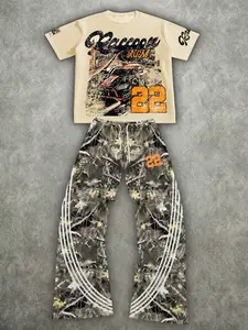 Men's Short Sleeve Long Pants Set, Loose-Fitting Breathable Comfortable Fashion, Casual Graphic Suit, Ideal for Daily Wear