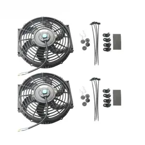 【Dash Dazzled】 2X 10" inch Universal Slim Fan Push Pull Electric Radiator Cooling 12V Mount Kit Heatsinks Mounting Cpu Cooler Cpu Fan