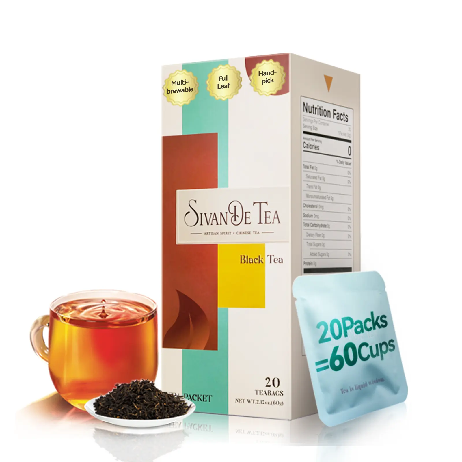 SIVANDETEA Black Tea Bags Individually Wrapped Tea Bags, Tea Leaves for Hot Tea Unsweetened, Smooth, Robust Multi-brewable Tea