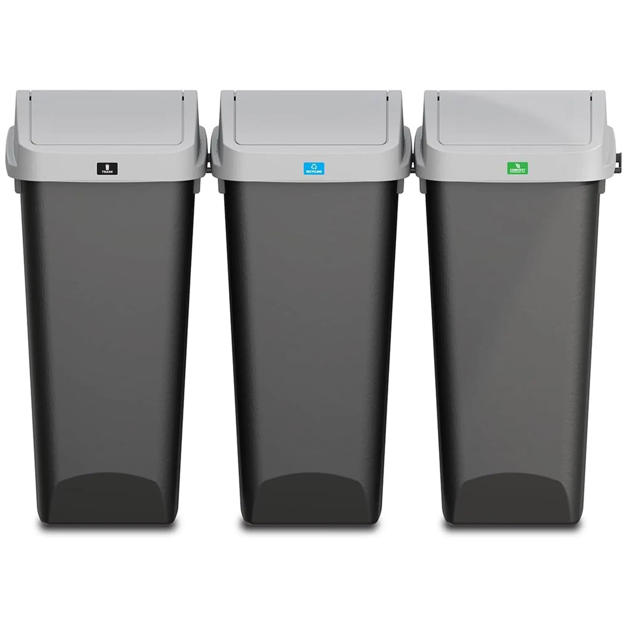 Glad Link & Sort 3-Piece Waste and Recycling Bin with Lid Set, 36 Gallon, Black Glad Link & Sort 3-Piece Waste and Recycling Bin with Lid Set, 36 Gallon, Black