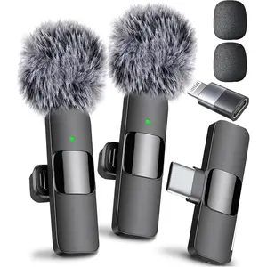 Mini Mic Pro Wireless Microphone for Iphone, Ipad, Android, Lavalier Microphone for Video Recording - 2 Pack Iphone Mic Crystal Clear Recording with USB-C for Podcast, ASMR Mini Mic Pro
