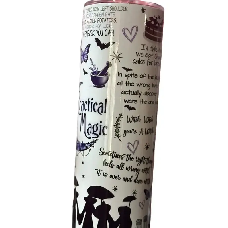 Magic is in the Air Practical Magic 20oz Stainless Steel Tumbler with Unique Design and Quotes