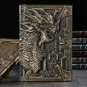 Retro Dragon Pattern Embossed Notebook, 1 Count A5 Paper Notebook, Journal Notebook for Office School Student, Stationery Journal, Boyfriend Gift, Travel Diary Notebook
