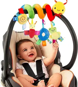 Spiral Car Seat & Stroller Activity Toy - Baby Sensory Toys Soft Hanging Toys for Babies 0-12 Months Boys Girls Carseat Crib Stroller with Ringing Bell Music