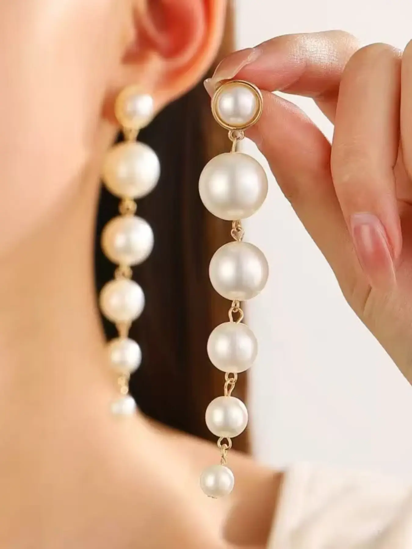 Bohemian Style Long Tassel Fringe Dangle Pearl Earrings, Handcrafted Thin Design for Women, Ideal for Daily Wear & Parties