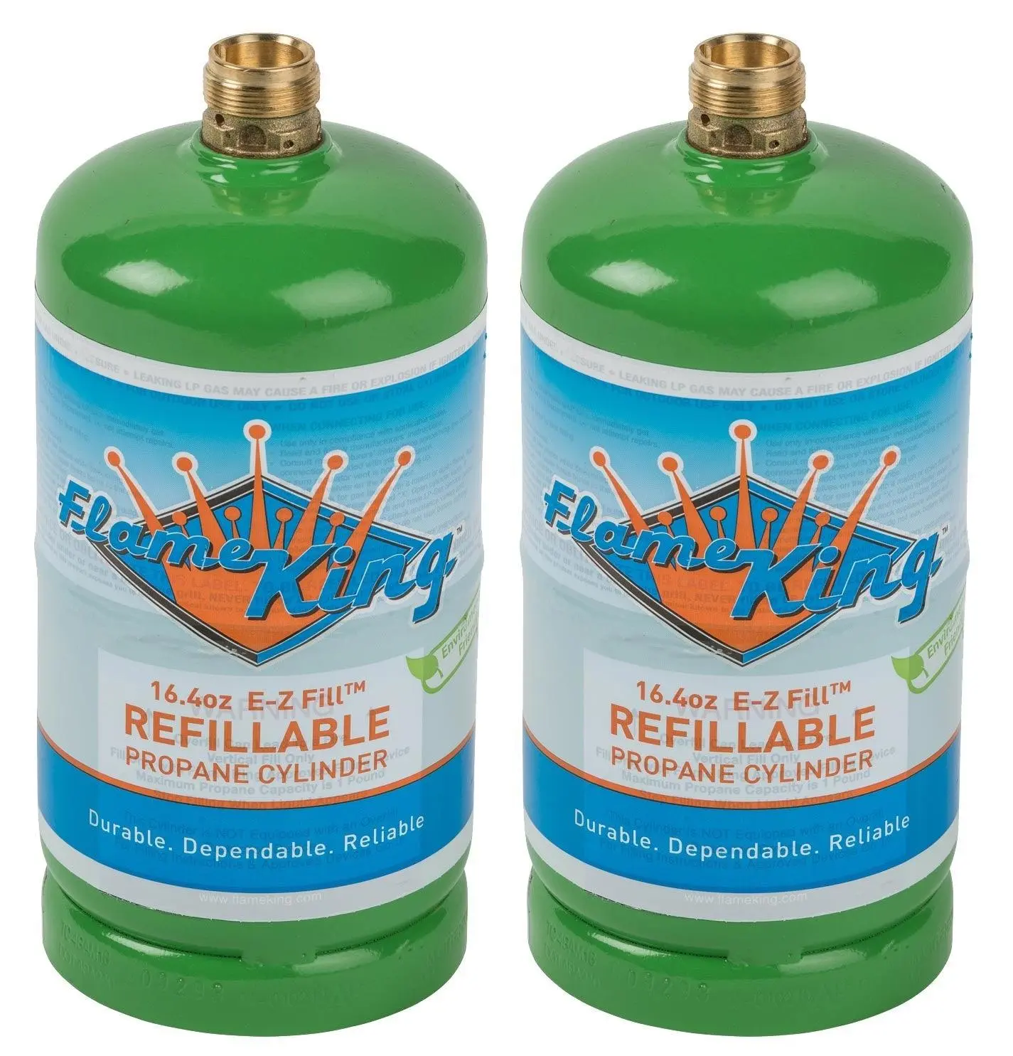 Flame King (2-pack) 1LB EMPTY Propane Cylinder Tank – Refillable – Reusable – Safe and Legal Refill Option – DOT Compliant – 16.4 oz for Camping, Backpacking, and Hiking