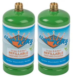 Flame King (2-pack) 1LB EMPTY Propane Cylinder Tank – Refillable – Reusable – Safe and Legal Refill Option – DOT Compliant – 16.4 oz for Camping, Backpacking, and Hiking