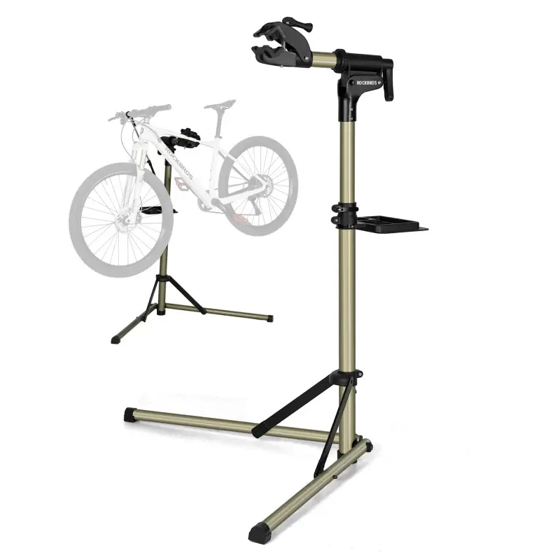 ROCKBROS Bike Repair Stand, Collapsible Steel Workstand for Home Mechanics, Adjustable Height with 360° Rotating Clamp, Tool Tray - 65lb Capacity, Bicycle Maintenance, Bike Repair Equipment, Steel Frame, Cycling, Sturdy, 65 Lbs (29.5 Kg)