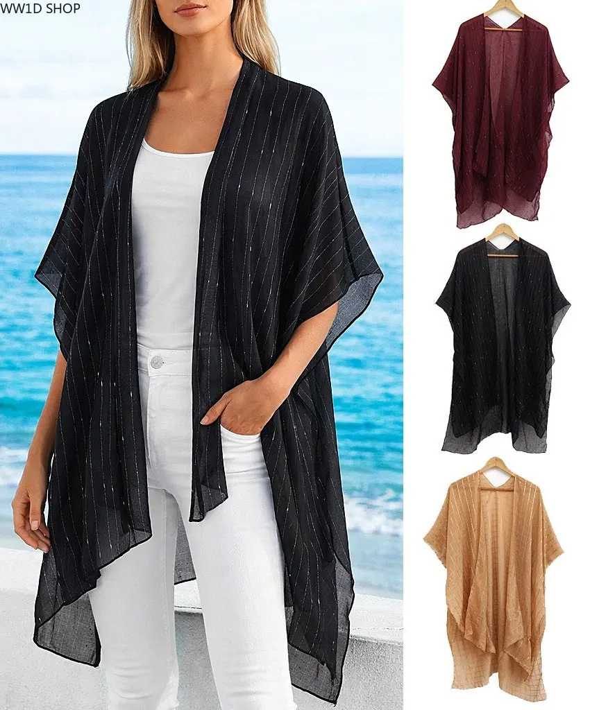 Women's 180cm Loose-Fit Boho Floral Sheer Kimono Cover-Up - Boho Clothes, Lightweight Swimwear Coverups for Beach, Pool, Walks, 1-Piece Beach Accessory