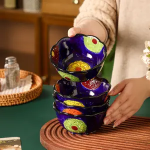 Bohemian Ceramic Bowls Set, 1pc/2/4/6/8pcs, Ideal for Cereal & Desserts, Durable Design, Versatile Kitchenware, Ramen Bowl Set, Ceramic Pasta Bowls, Ceramic Salad Bowls, Serving Bowls
