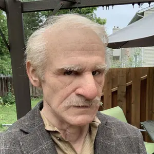 [Latex Grandpa Cosplay Headgear Mask] Mens Halloween Human Face Mask Realistic Old Man Costume Masks Latex Grandpa Cosplay Masks Headgear with Wig