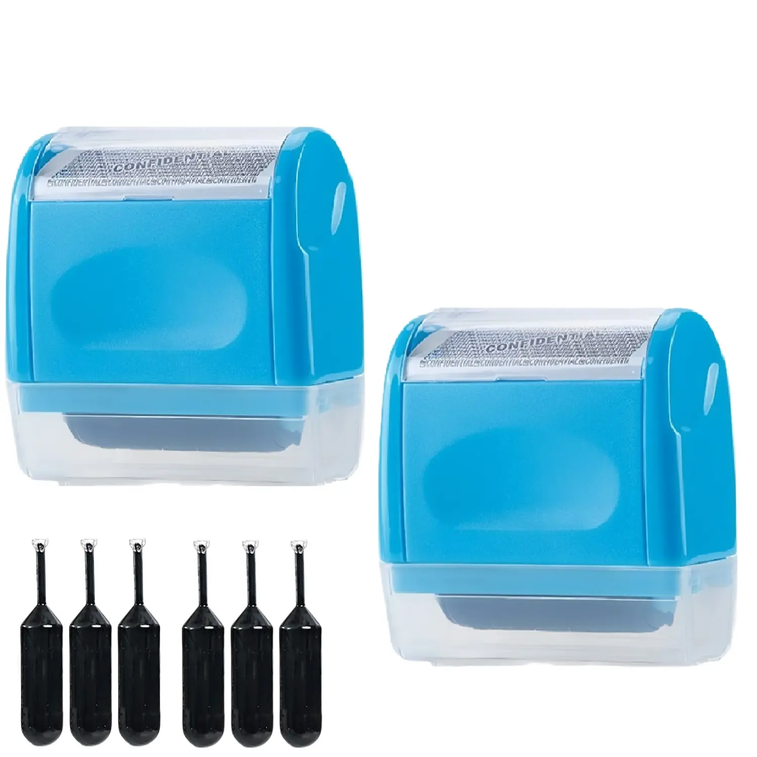 Identity Protection Roller Stamp - Refillable Privacy Cover, 3 Pack Refill Ink, 0.78 in Pattern Width, 100m Coverage, Hides Personal Information on Mail & Paper Surfaces (Office Stationery Stamp)