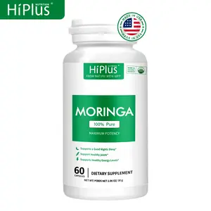 HiPlus Organic Moringa Capsules – Pure Superfood Energy & Wellness Boost | 60 Vegan Capsules with Natural Antioxidants, Vitamins & Amino Acids for Gut and Skin Health edible health