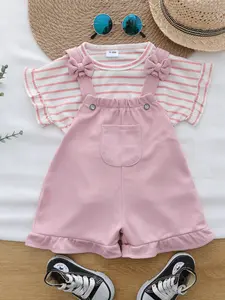 Women's Summer Striped Backless Shorts Set, Casual Loose-Fitting Design, Perfect for Daily Wear & Comfortable Fit, Style, Summer Clothing Set