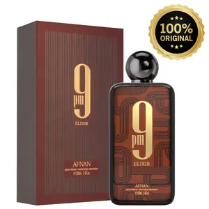 Afnan 9 PM Elixir Extrait de Parfum 100ml Spicy Amber Leather Fragrance Nutmeg Vanilla Notes Wood Floral for Men Women Bold Captivating Unisex Perfume