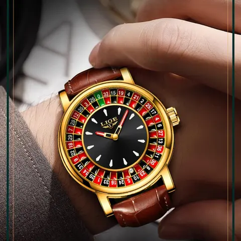 Men's Fashion Round Russian Roulette 12 Zodiac Theme Interactive Quartz Watch, Analog Wristwatch, Waterproof Design for Parties and Daily Wear