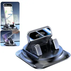 Car Dashboard Phone Holder with Rotating One-Hand Operation Bracket, Auto-Locking Secure Navigation Stand, Anti-Slip Base, Waterproof Easy Clean Mount for Most Phones and Devices