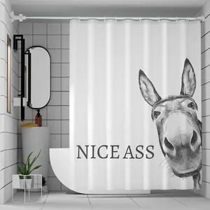 Funny Donkey Shower Curtain Waterproof Fabric Shower Curtain Set Washable Farmhouse Bathroom Decor Bath Curtains with Hooks 72x72 inch (Donkey) Home Goods Plastic