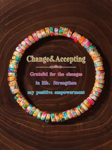 Natural Crystal Turquoise Dopamine Beach Beaded Bracelet, Inner Calm Jewelry Gift, Unisex Spiritual Energy Balance Accessory