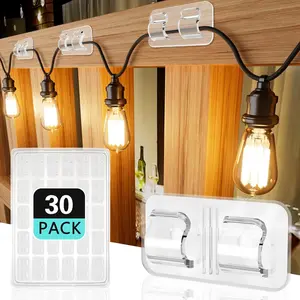 30PACK Hooks for Outdoor String Lights Clips, Heavy Duty  Clips for Hanging Christmas Lighting, with  Adhesive Hooks for Outdoor String Lights, USB  Clips, Cord Organizer