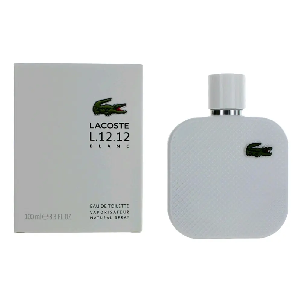 Lacoste L.12.12 White Blanc by Lacoste, 3.3 oz EDT Spray for Men, Spray Bottle, Rosemary, 3.3 Fl Oz