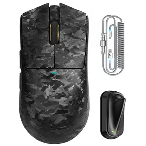 ATTACK SHARK X11 ULTRA Carbon Fiber Wireless 8K PAW3950MAX Gaming Mouse Gaming Accessories With C06 ULTRA LED Coiled Cable