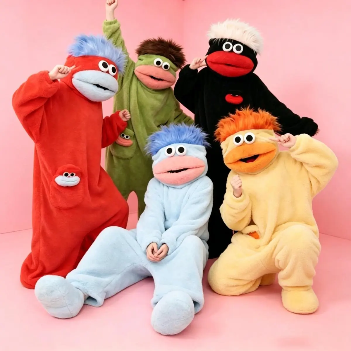 Funny Big Mouth Monster Onesie Pajamas with Large Comb – Oversized Plush Fleece Hooded One Piece for Sleep & Party Casual Loose