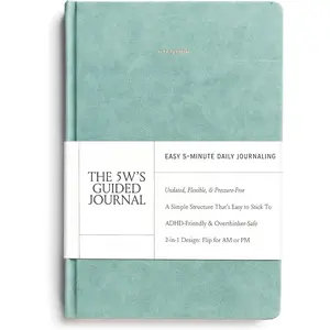 5 Minute Daily Guided Journal for Women | Low  Self-Care and  Journal with Prompts - 2 Sided AM & PM Entries and Brain Dump |   Item &  Friendly  -  5W's Guided Journal
