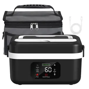 Heating Lunch Box Portable Insulated Stainless Steel Container with 12000mAh Battery for Office Car Truck Outdoor 220°F Max Dishwasher Safe