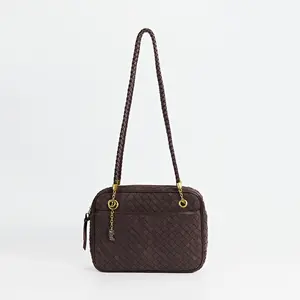 Estrella Suede Woven Shoulder Pouch Bag – Handwoven Pouch Crossbody Purse, Tablet Pad Pouch