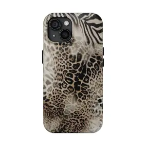 Animal pattern (Cheetah, Zebra, Tiger) phone case, suitable for iPhone phone protection case, sturdy shell, double-layer phone case design.