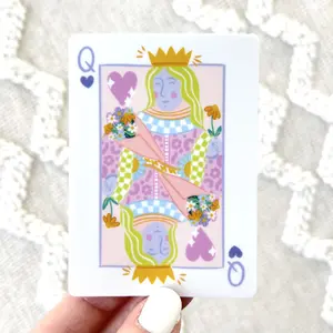 Queen Card Waterproof Vinyl Sticker, 3.25x2.5"