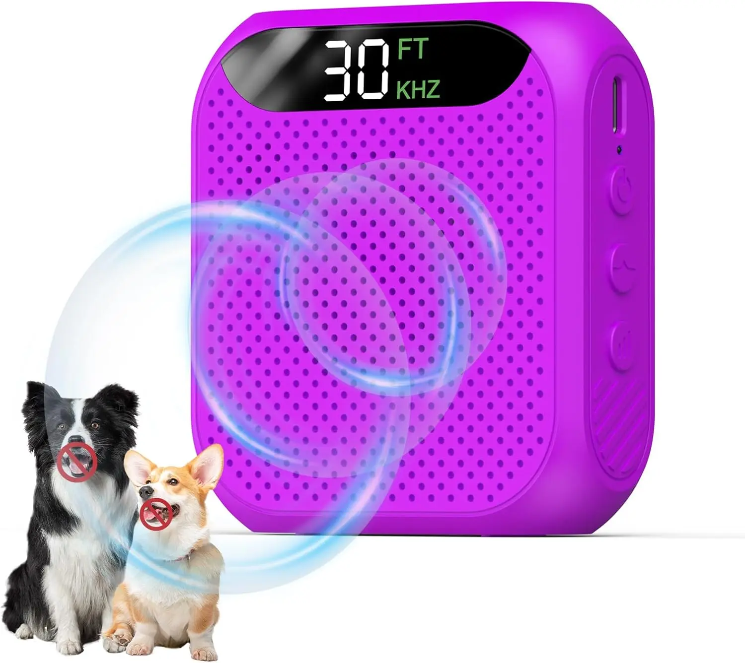 Anti Barking Devices, 30FT Effective Range and 3 Adjustable Modes, Rechargeable Ultrasonic Bark Box Dog Barking Deterrent Devices,Suitable for All Kinds of Large and Small Dogs-Purple