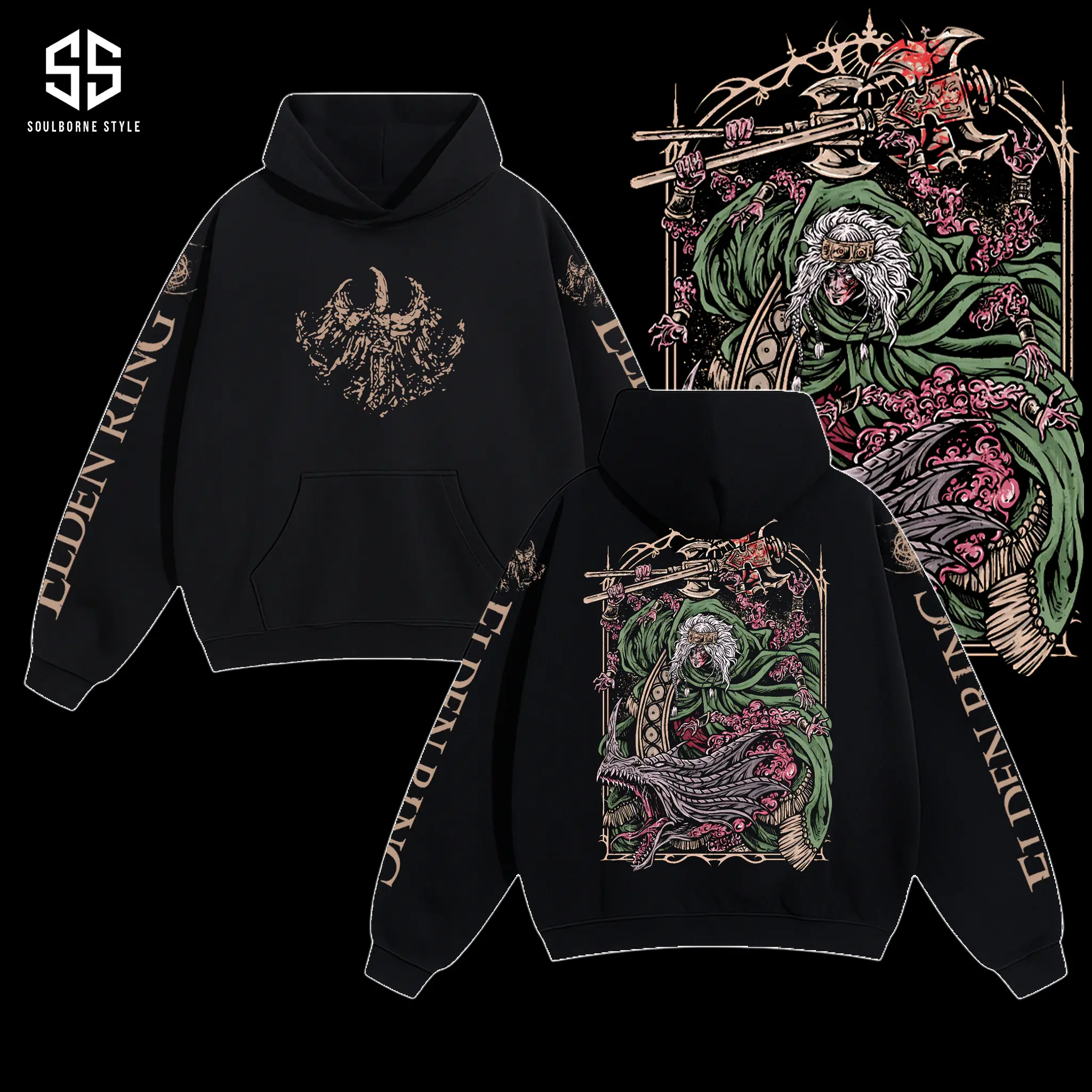[Soulsborne Style] Vintage Grim Style Godrick the Grafted - Elden Ring Unisex Hoodie, Soulsborne Gaming Apparel, Game Shirt, Video Game Clothes, Boy Merch, Gift For Him, Gift For Her, Soulslike Streetwear