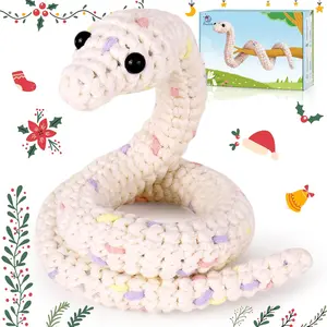 Crochet Kit for Beginners, Suitable for Teenagers Adults with Step-by-Step Video Tutorials, DIY Crochet Animal Knitting Supplies, Snake (40%+ Yarn)