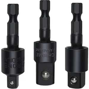 3 count Wobble Socket Adapters, 1/4" Hex Shank to 1/4" 3/8" 1/2" Square Socket Drives, 360? Rotatable Universal Joint Swivel Socket Set for Cordless Drills Ratchet Extension