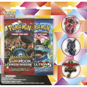 Pokemon XY Evolutions Crimson Invasion Tapu Pins Blister 2 Booster packs Pokemon