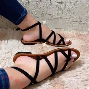 Women's Gladiator Strap Sandals Flat Fisherman Thong Strappy Sandals Girl Walking Shoes Summer Footwear Tactical Comfort Casual Ballroom Dark Brown