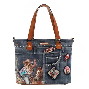 NICOLE LEE SOFIA MONTANA DENIM SHOPPER BAG