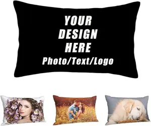 Custom Pillow Cases with Two-Sides Designed Picture Text, Customized Photo Pillow Covers Polyester Velvet, Gifts for Boyfriends Girlfriends, Black, 20"x30"