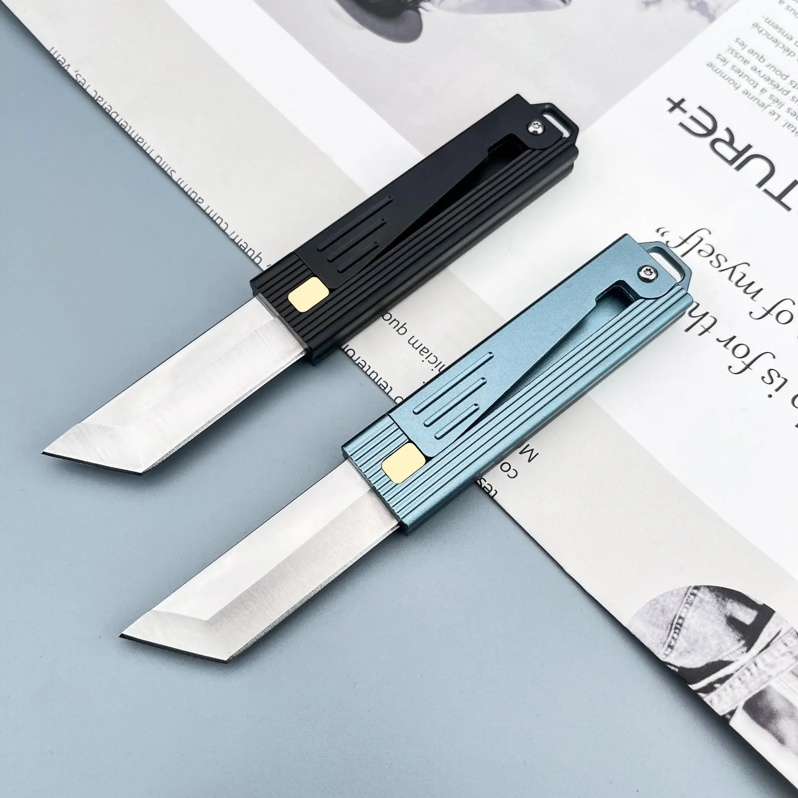 EDC Mini Folding Knife with 2.36-inch D2 Steel Blade and Black T6 Aluminum Handle