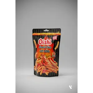 Oishi Cay Nồng, Đậu Xanh Nước Dừa, Oishi Green Bean Coconut Milk, Spicy Shrimp Snack Zip Bag 65g (Combo of 3)