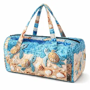 21in×10.6in×10.6in Unisex Quilted Sea Turtle Duffle Weekender Travel Bag - Lightweight, Comfortable, Hippie Design, Travel Luggage, Hand Carry Luggage