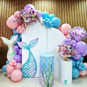 New 38-Piece Mermaid Tail Theme Balloon Set, Shell/fish Tail Aluminum Balloons, Blue Latex Balloons, Party Decorations, Balloon Decorations Kit